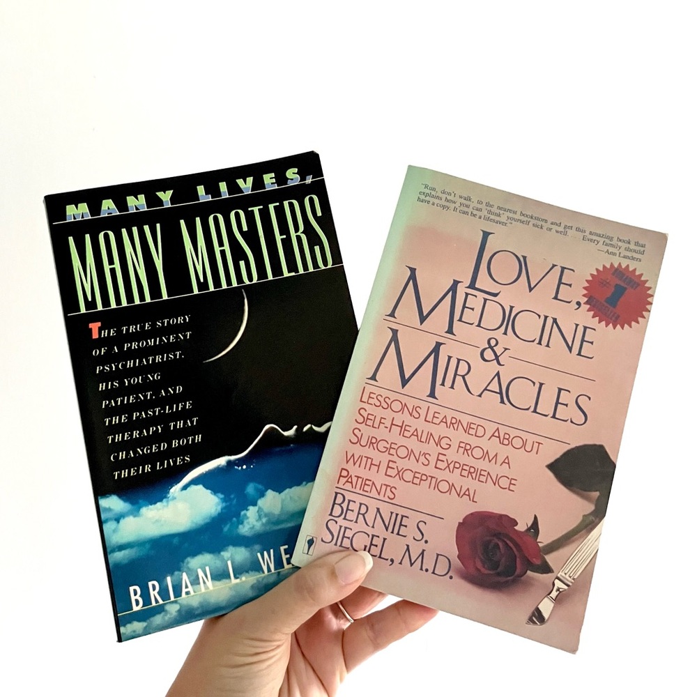 Vintage 80’s books on past lives & self healing set of 2